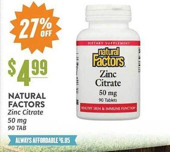 Natural Grocers Natural Factors Zinc Citrate offer