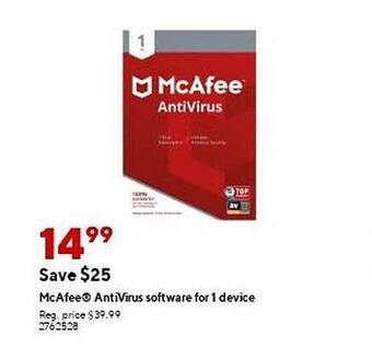 Staples Mcafee Antivirus Software For 1 Device offer