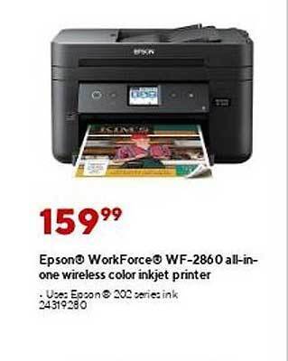 Staples Epson Workforce Wf-2860 All-in-one Wireless Color Inkjet Printer offer