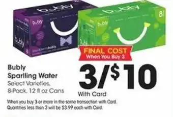 Kroger Bubly Sparlling Water offer