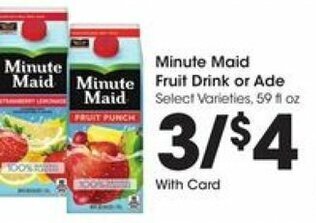 Kroger Minute Maid Fruit Drink or Ade offer