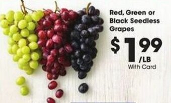 Kroger Red, Green or Black Seedless Grapes offer