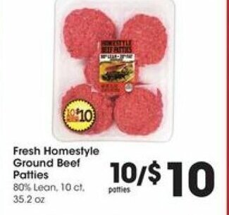 Kroger Fresh Homestyle Ground Beef Patties 35.2oz offer