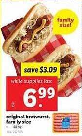 Lidl Original Bratwurst Family Size offer