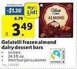 Lidl Gelatelli Frozen Almond Dairy Dessert Bars offer