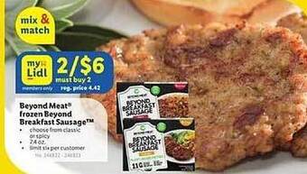 Lidl Beyond Meat Frozen Beyond Breakfast Sausage offer