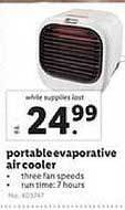 Lidl Portable Evaporative Air Cooler offer