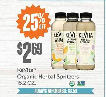 Natural Grocers Kevita Organic Herbal Spritzers offer