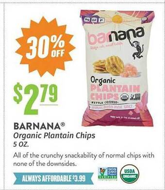 Natural Grocers Barnana Organic Plantain Chips offer