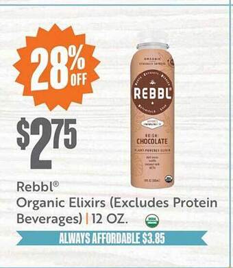 Natural Grocers Rebbl Organic Elixirs offer