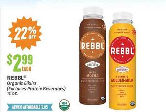 Natural Grocers Rebbl Organic Elixirs offer