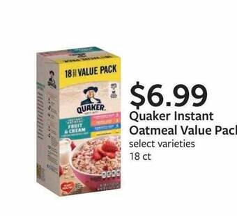 Fareway Quaker Instant Oatmeal Value Pack offer