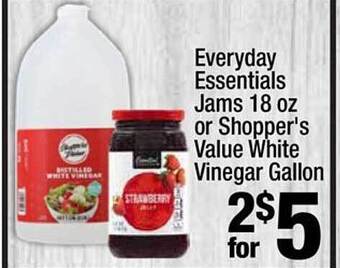 Super King Markets Everyday Essentials Jams Or Shopper's Value White Vinegar offer