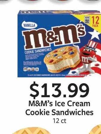 Fareway M&m's Ice Cream Cookie Sandwiches offer