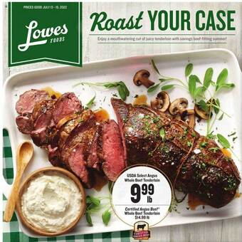 Lowes Foods USDA Select Angus Whole Beef Tenderloin offer