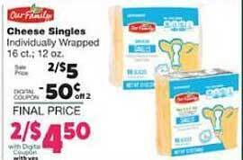 Family Fare Our Family Cheese Singles offer