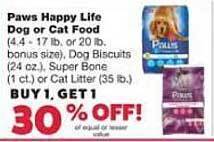 Family Fare Paws Happy Life Dog Or Cat Food offer