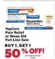 Family Fare TopCare Pain Relief Or Sleep Aid Full-line Sale offer