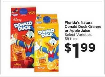 Food 4 Less Florida's Natural Donald Duck Orange Or Apple Juice offer