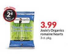 Hy-Vee Josie's Organics Romaine Hearts offer