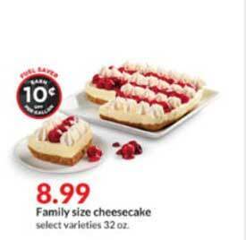Hy-Vee Family Size Cheesecake offer