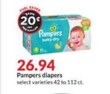 Hy-Vee Pampers Diapers offer
