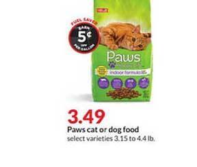 Hy-Vee Paws Cat Or Dog Food offer
