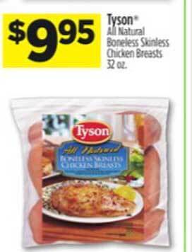 Dollar General Tyson All Natural Boneless Skinless Chicken Breasts offer