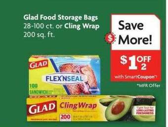 Family Dollar Glad Food Storage Bags Or Cling Wrap offer
