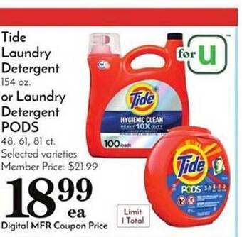 Pavilions Tide Laundry Detergent Or Laundry Detergent Pods offer