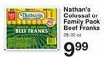 Price Chopper Nathan's Colossal Or Family Pack Beef Franks offer