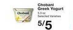 Price Chopper Chobani Greek Yogurt offer