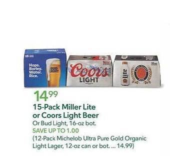 Publix 15-pack Miller Lite Or Coors Light Beer offer