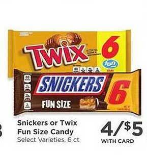 QFC Snickers Or Twix Fun Size Candy offer