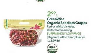 Publix GreenWise Organic Seedless Grapes offer