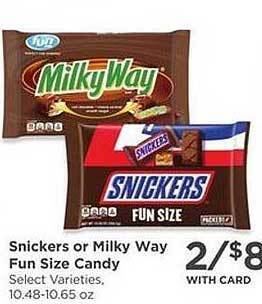 QFC Snickers Or Milky Way Fun Size Candy offer