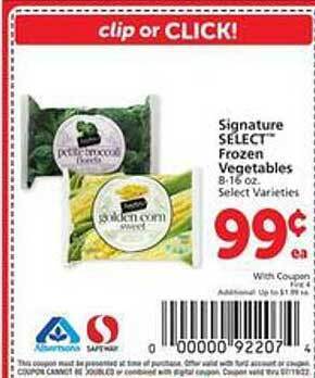 Safeway Signature Select Frozen Vegetables offer