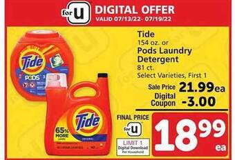 Safeway Tide Or Pods Laundry Detergent offer