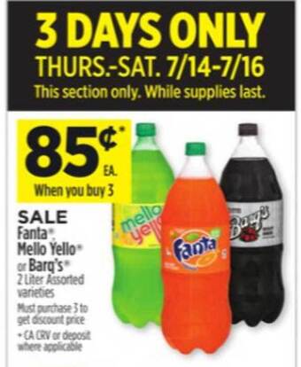Dollar General Fanta, Mello Yello Or Barg's offer