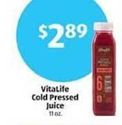 Aldi Vitalife Cold Pressed Juice offer