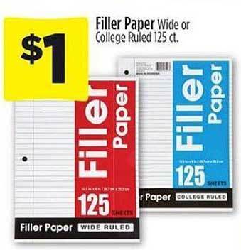 Dollar General Filler Paper offer
