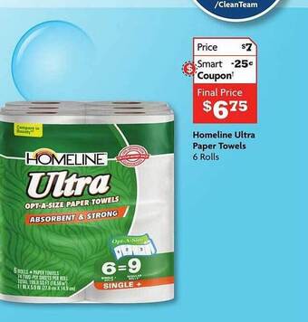 Family Dollar Homeline Ultra Paper Towels offer
