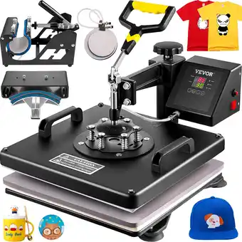 Walmart VEVOR 5 in 1 Heat Press 15X15 inch Heat Press Machine Digital Multifunctional Sublimation T-Shirt Heat Press Machine for T Sh offer