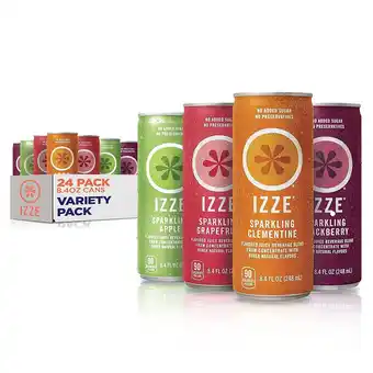 Walmart IZZE Sparkling Juice Drink 4 Flavor Variety Pack, 8.4 oz, 24 Pack Cans offer