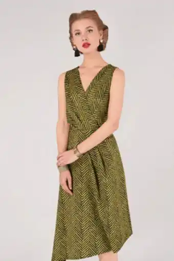 Stein Mart Lime stripe asymmetrical wrap dress offer