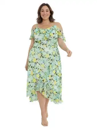 Stein Mart Ruffle cold shoulder maxi dress - plus offer