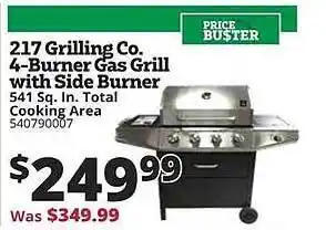 Rural King 217 Grilling Co. 4-Burner Gas Grill With Side Burner offer