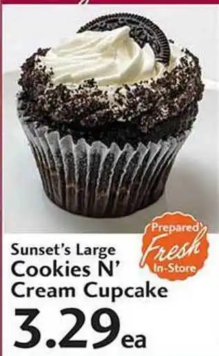 Sunset Foods Sunset's Large Cookies N' Cream Cupcake offer