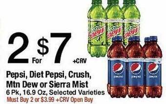 Jons International Pepsi, Diet Pepsi, Crush, Mtn Dew Or Sierra Mist offer
