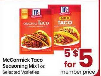 Safeway McCormick Taco Seasoning Mix offer
